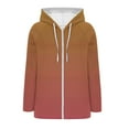thumbnail image 3 of Women's Gradient Color Hoodies V Neck Long Sleeve Quarter Zip Up Lightweight Oversized Casual Hooded Sweatshirt (L, Orange), 3 of 4