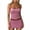01 Pink, variant on Womens 2 Piece Outfits Boho Striped Summer Bodycon Mini Skirt Sets Sexy Spaghetti Strap Knit Cami Top Going Out Sets