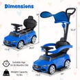 thumbnail image 3 of Gymax 3-in-1 Toddler Push Car w/Adjustable Canopy Under Seat Storage Realistic Sounds Navy, 3 of 10
