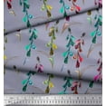 thumbnail image 2 of Soimoi Gray Cotton Jersey Fabric Colorful Flower Watercolor Printed Fabric 1 Yard 58 Inch Wide, 2 of 3