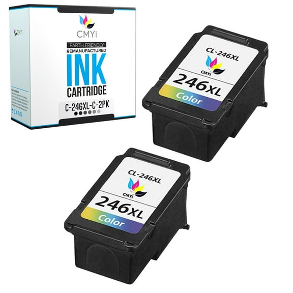 CMYi Color Ink Cartridges Compatible with Canon CL-246XL Inkjet Printer, Tri-color, 2 Pack