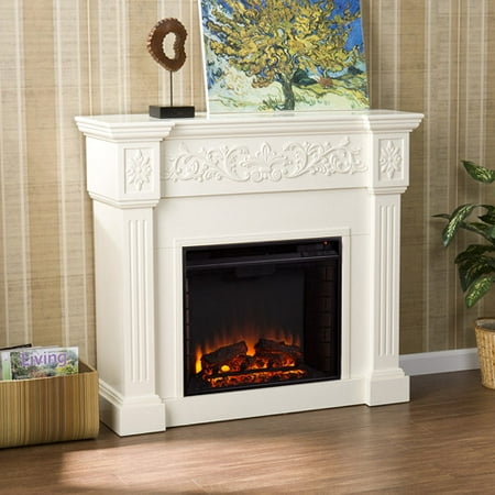 Southern Enteprises Jordan Electric Fireplace Ivory - Walmart.com