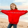 thumbnail image 4 of Girls Red Graphic Hoodie, Soft 100% Polyester "I Love You This Much" Print, Long Sleeve Hooded Sweatshirt for Kids 4-12, Machine Washable Casual Wear,Size 4 T, 4 of 7