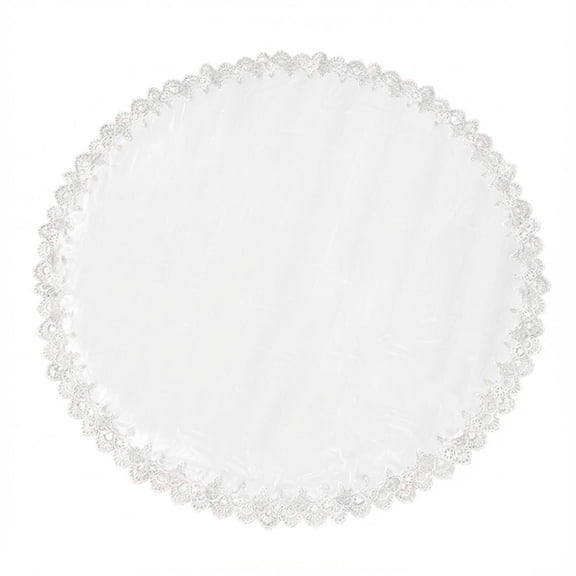 Round Clear PVC Embroidery Tablecloth White Coffee Two-Tone Waterproof Stain Resistant Cover