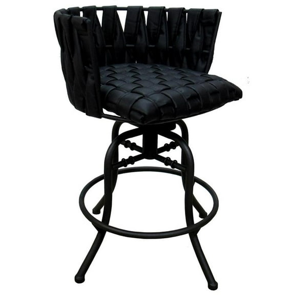 Metalona 30" Swivel Tilt Metal Bar Stool - Black Vinyl - Black