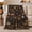 Vintage Halloween, variant on Black Night Jack O Lantern and Ghost Flannel Blanket, Cozy Bold Halloween Home Decor for Living Room and Bedroom, Halloween Gift with Golden Moon Bats Stars and Fall Leaves