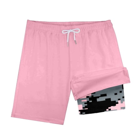 Bysome Boys Swim Wear Solid Color Elastic Waist Drawstring Shorts Swimsuits Summer Soft Boys Swimsuits Size 11-12 Years Pink