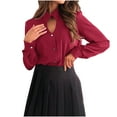 thumbnail image 3 of GigrtiJin Women's Button down Shirts Classic Solid Color Dress Shirt Work Business Casual Long Sleeve Blouse Tops, 3 of 7