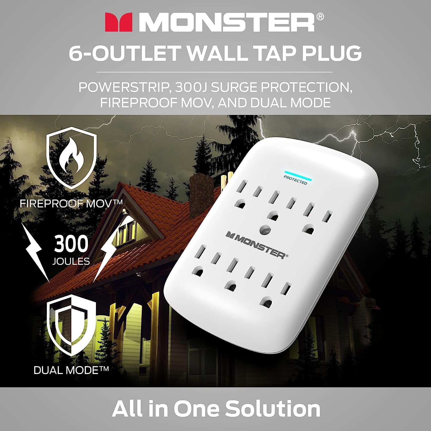Monster Wall Tap Plug 6-Outlet Extender with Outlet Surge Protector for  Home, Travel, Office, Home Appliances, Computers, and Smart Phone Devices – 