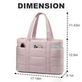 thumbnail image 6 of Puffer Tote Bag for Women, Lightweight Work Handbag with Compartments for 15.6" Laptop, Quilted Shoulder Bag for Commuter, Travel, Gym, School, Pink, 6 of 6