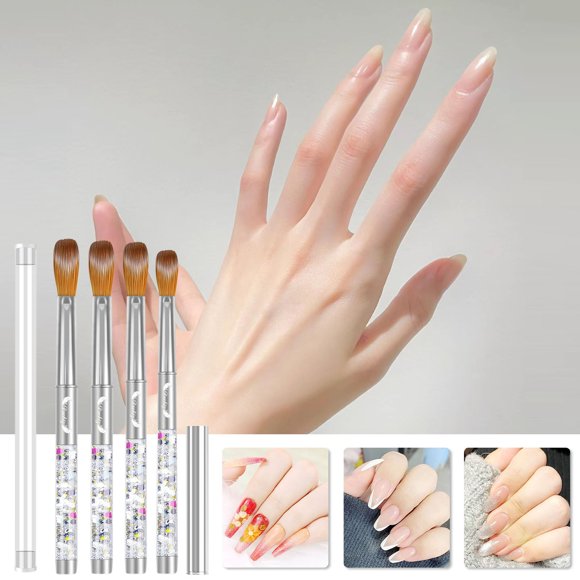 Fiudx Juego de Pinceles para Uñas, Herramienta Acrílica con Purpurina de Colores, Bolígrafo de Aleación para Tallar con Mango de Arena, Varilla de Cristal, Diseño Ergonómico, Proyectos de Bricolaje p