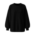 thumbnail image 5 of Women's Oversized Sweatshirt Solid Color Long Sleeve Crew Neck with Ribbed Back Cross Soft Casual Pullover for Lounge & Streetwear, 5 of 6