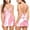 Pink, variant on Babysbule Womens Pajamas Women Lingerie V Neck Nightwear Satin Sleep Lace Chemise Mini Teddy Dress