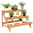 thumbnail image 1 of Costway 3 Tier Wood Plant Stand Flower Pot Holder Shelf Display Rack Stand Step Ladder, 1 of 10
