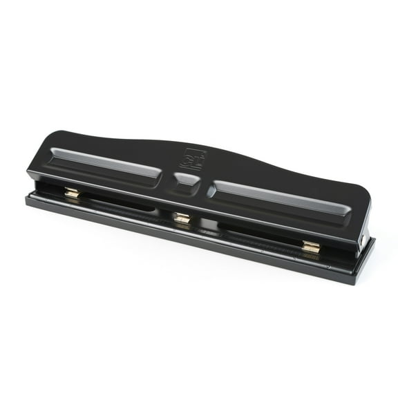 Charles Leonard 3-Hole Paper Punch, Adjustable Holes, 12 Sheet Capacity, Black