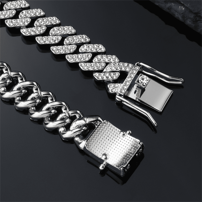 FEEL STYLE Men's Miami Cuban Link Chain Necklace, 12mm Silver