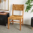 thumbnail image 2 of DecMode Teak Wood Handmade Lounge Chair with Woven Banana Leaf Seat, Light Brown, Set of 2, 2 of 10