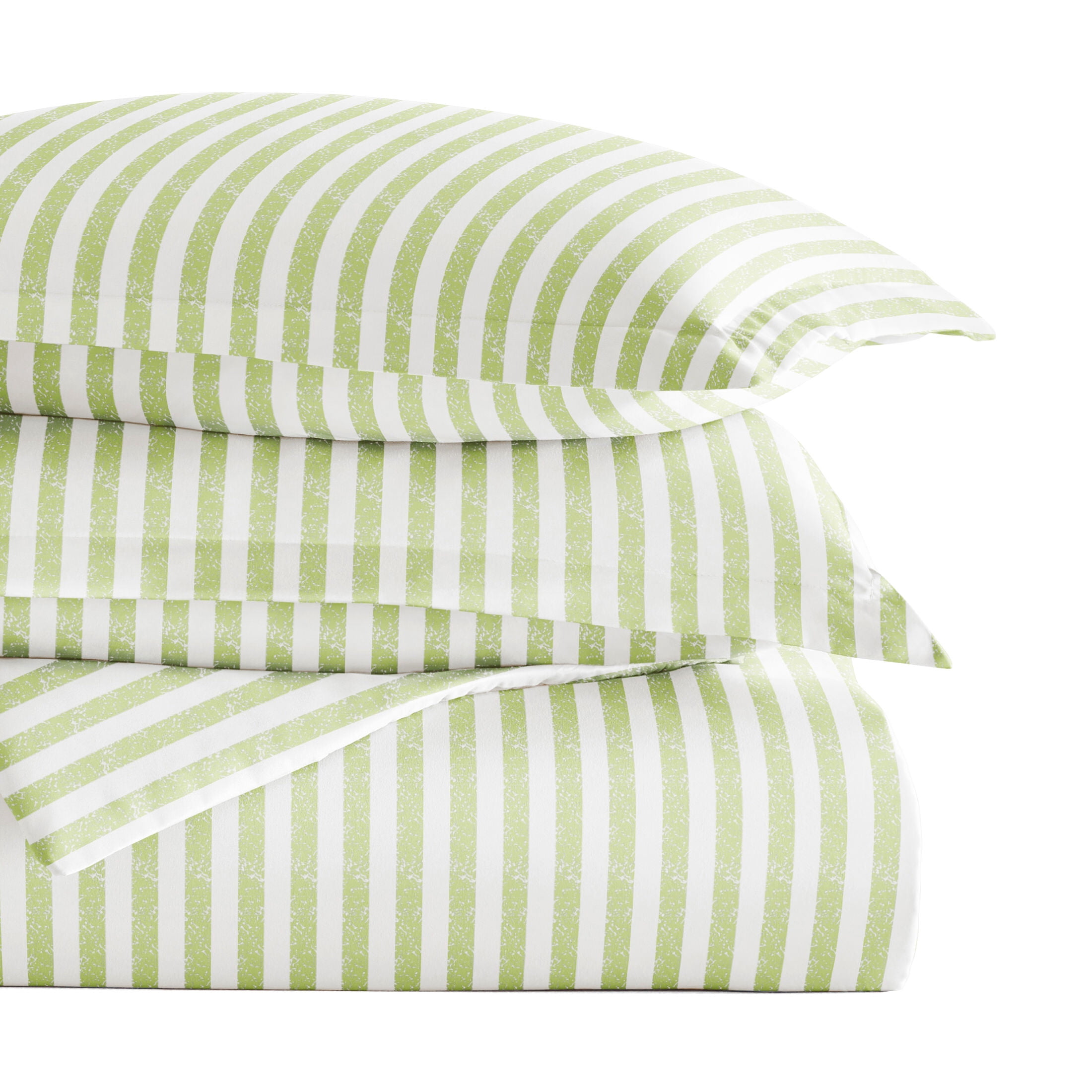 Duvet Cover Set - Ultra Soft & Breathable - Sage Rugged Striped for Queen Size Bedding by Comfort Canopy