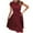 Wine, variant on yillto Elegant Dresses for Women Short Sleeve Drawstring Midi A-Line Dresses Trendy Casual Crew Neck Dresses