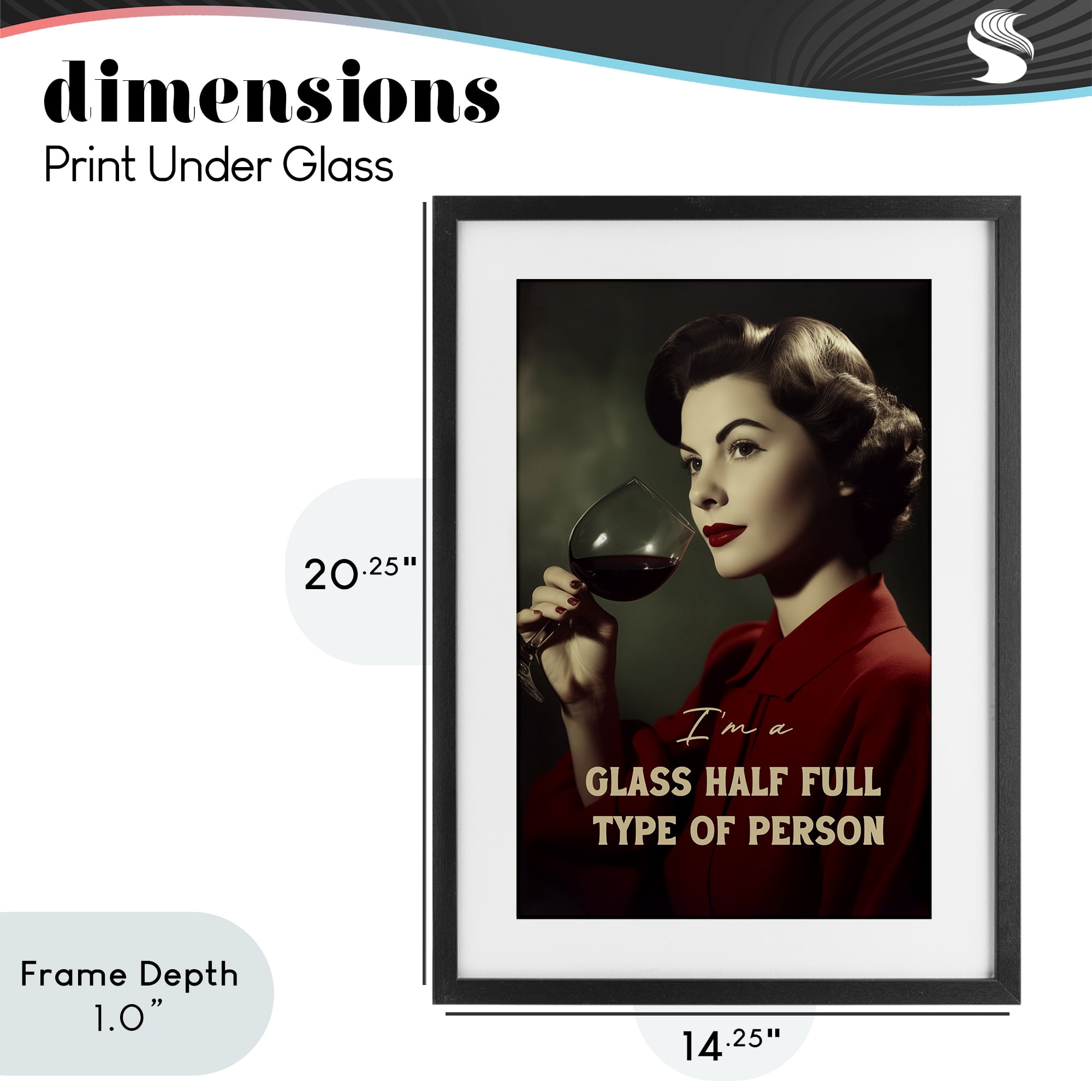 Stupell Industries Glass Half Full Person Black Framed Print Under Glass, design by Andreas Magnusson