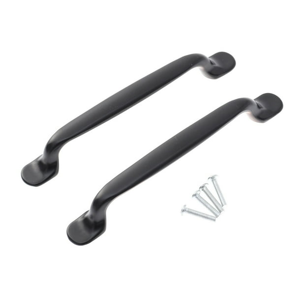 2 pomos de puerta modernos y sencillos con dos agujeros para armarios y cajones de cocina (negros)