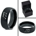 thumbnail image 4 of Tungsten Triplet Beam Note Music Band Ring 8mm Men Women Comfort Fit Black Dome Brushed Polished, 4 of 4