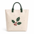 thumbnail image 2 of Christmas Holly Tote Bag for Women, Cream Holiday Handbag with Green Handles, Large Festive Everyday Carry Bag with Spacious Interior, 2 of 6