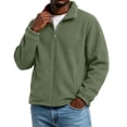 thumbnail image 3 of Dwellite Mens Sweatshirt Lightweight Full Zip Jackets Outdoor Coat Soft Stand Collar Coats with Pockets Army Green 4XL, 3 of 7