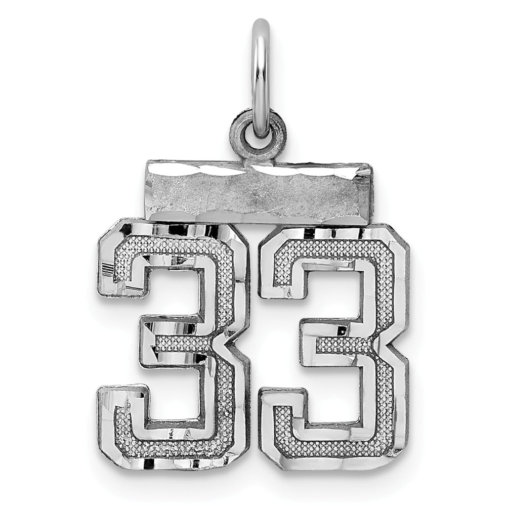 Rhodium Plated Sterling Silver Small Polished Number 91 Pendant Athletic Collection