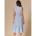 thumbnail image 3 of DARING DIVA Stylish Striped Midi V-Neck Sleeveless Dress XS Blue, 3 of 6