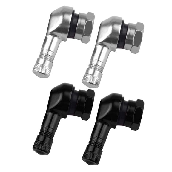2 Pair of Aluminum Alloy 90  degree 17mm Motorcycle Wheel Pneumatic Stems And Black
