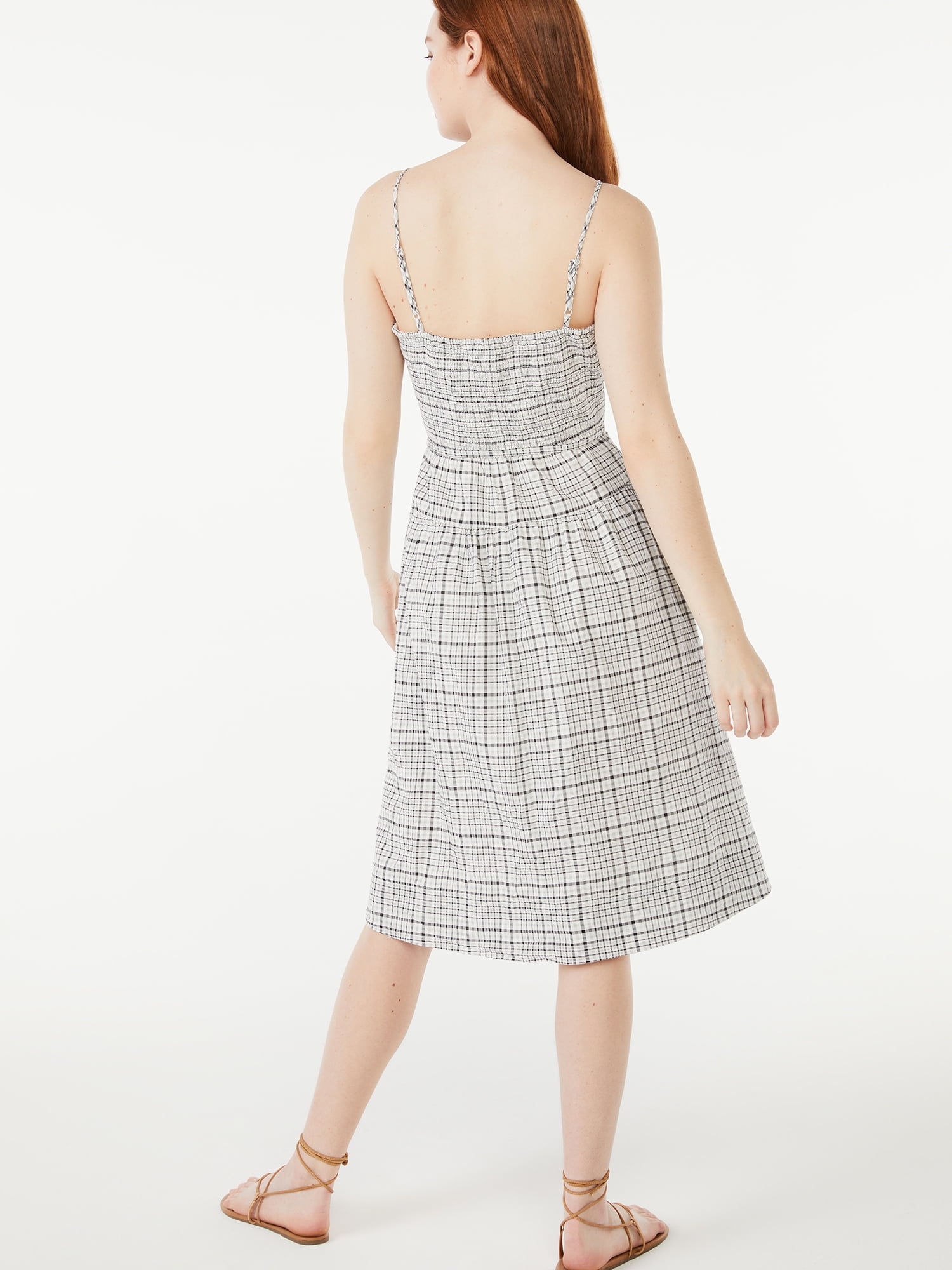 Free Assembly Women's Strappy Tiered Midi Dress - Walmart.com