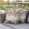 thumbnail image 3 of Outdoor Pillow Covers 16x16 Set of 2, Fall Orange Blue Waterproof Patio Throw Pillow Covers for Couch Sofa Chair, Thanksgiving Floral Botanical Vintage Decorative Pillowcases for Throw Pillows, 3 of 9