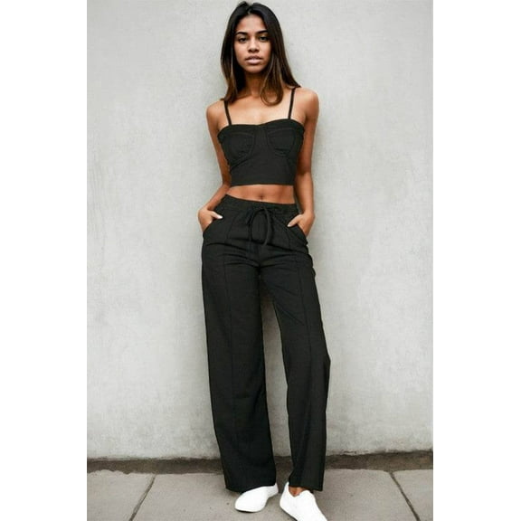 Capella Casual Bustier Cami Top & Straight Pants Set - Rosa Apparel