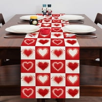 Kbndieu Valentines Day Table Runner, 13 x 72 Inch Red Table Runner for Valentines Decorations, Winter Holiday Table Runners Valentines Day Decor Home Romantic Decorations Heart Plaid Table Runner