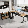 thumbnail image 3 of Tribesigns L-Shaped Executive Desk and Mobile 2 Drawer Led Light File Cabinet Combo, 29.5"H, Adult, 3 of 6