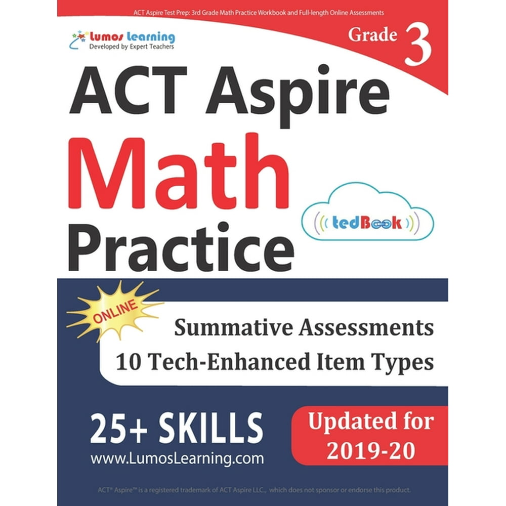 ACT Aspire Test Prep 3rd Grade Math Practice Workbook and FullLength