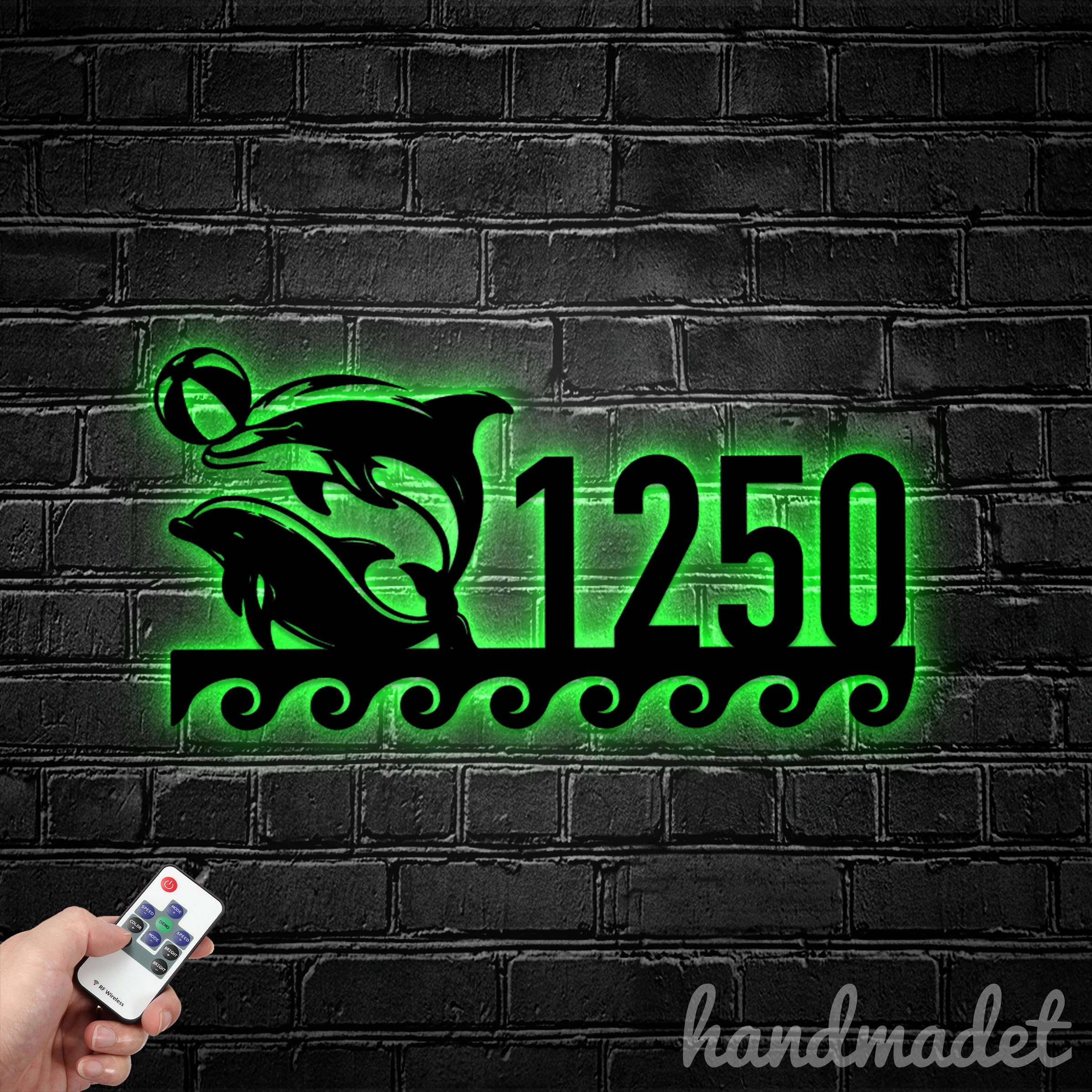 Handmadetneonsign Dolphins Address House Number, Dolphins Address Metal, Dolphins House Address Sign 63600