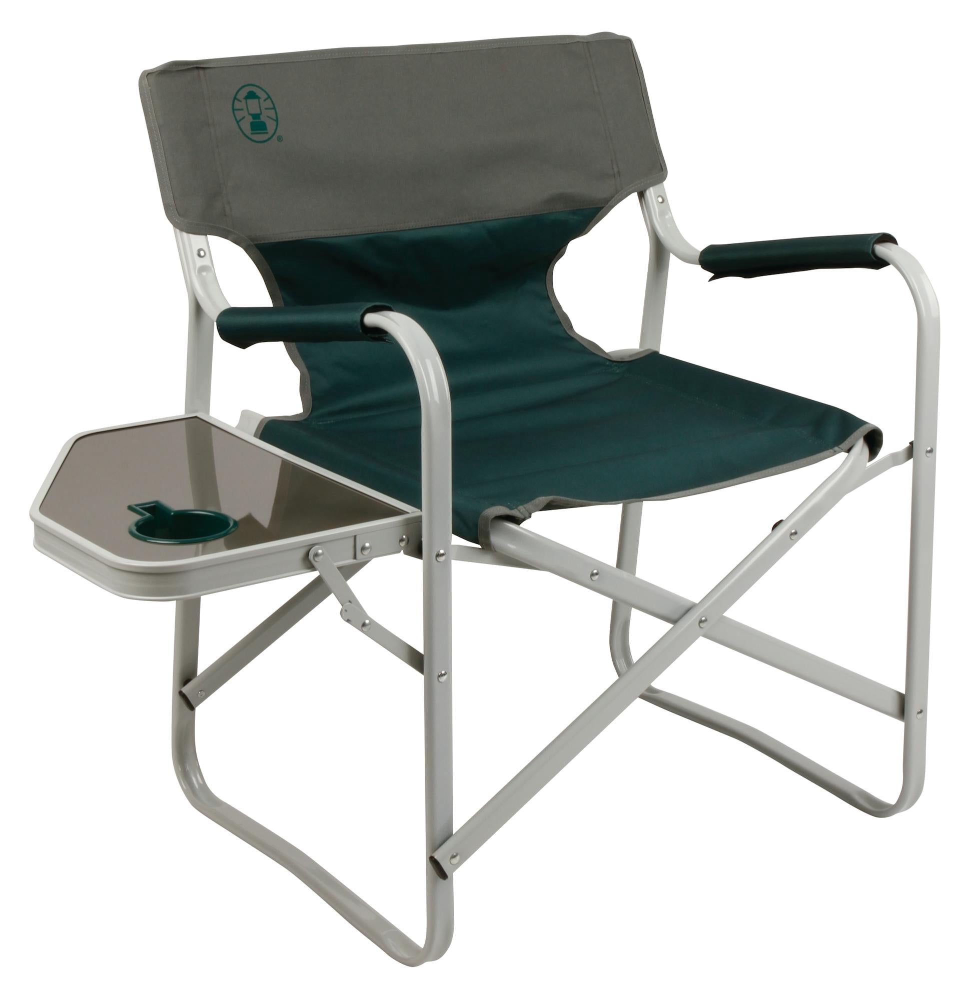 Coleman Aluminum Adult Deck Chair with Swivel Table, Gray