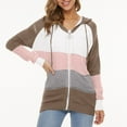 thumbnail image 1 of Longs Cardigans pour Femmes Mode Rayé Bloc de Couleur Manches Longues Cardigan Tricoté à Capuche Manteau Rose m, 1 of 7