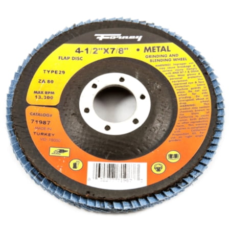 4-1/2-Inch 120-Grit Forney 71933 Flap Disc Type 29 Blue Zirconia with 5/8-Inch-11 Threaded Arbor 