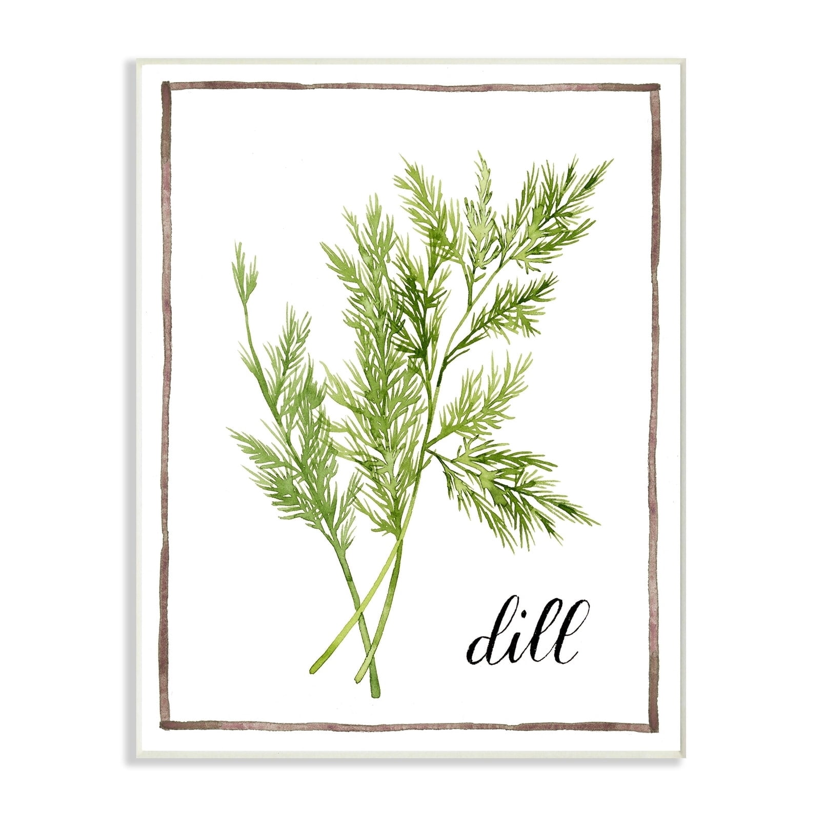 The Stupell Home Decor Collection Watercolor Herb Illustration Dill Painting with Script Oversized Wall Plaque Art, 12.5 x 0.5 x 18.5
