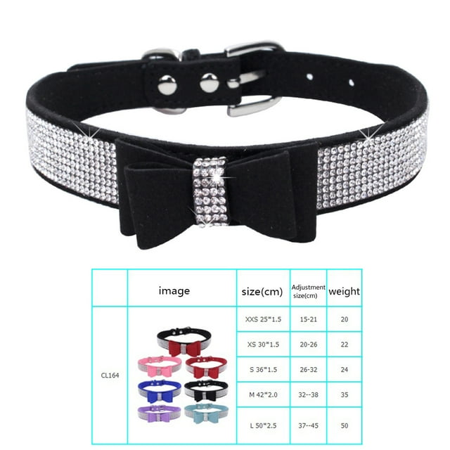Bling Crystal Cat Collar Metal Adjustable collar; Rhinestone Puppy Bow Tie Rhinestone Soft Collars Pet Supplies for Small Medium Dogs