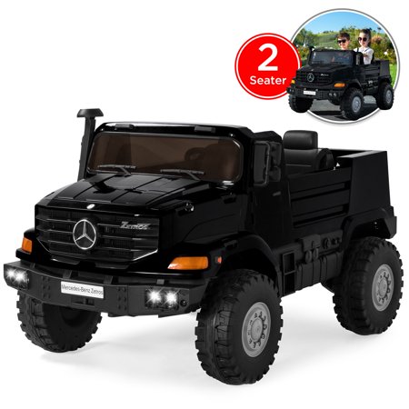 24v Air - Best Choice Products Kids 24V 2-Seater Officially Licensed Mercedes-Benz Zetros Ride-On SUV Car Truck Toy w/ 3.7 MPH Max, LED Headlights, FM Radio, Trunk Storage, AUX Port, Horn, Sounds - Black