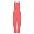 thumbnail image 5 of Moxiu Womens Jumpsuit 2025 Summer Casual Loose Rompers V Neck Sleeveless Spaghetti Strap Solid Color Baggy Long Pants Overalls Jumpers with Pocket Hot Pink,M, 5 of 6