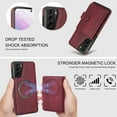 thumbnail image 4 of ELEHOLD Case for Samsung Galaxy S23, 2-in-1 Magnetic Shockproof Leather Wallet Flip Case Cover, Detachable Card Holder with Stand,Winered, 4 of 5