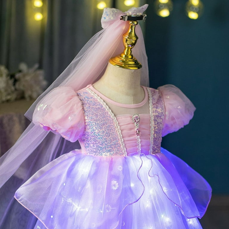 Light Up Girls Halloween Costume Princess Dress Christmas Costumes Toddler Kids Costume with Cosplay Birthday Party Wedding Formal 3-8 Years Light Up Girls Halloween Costume Princess Dress Christmas Costumes Toddler Kids Costume with Cosplay Birthday Party Wedding Formal 3-8 Years