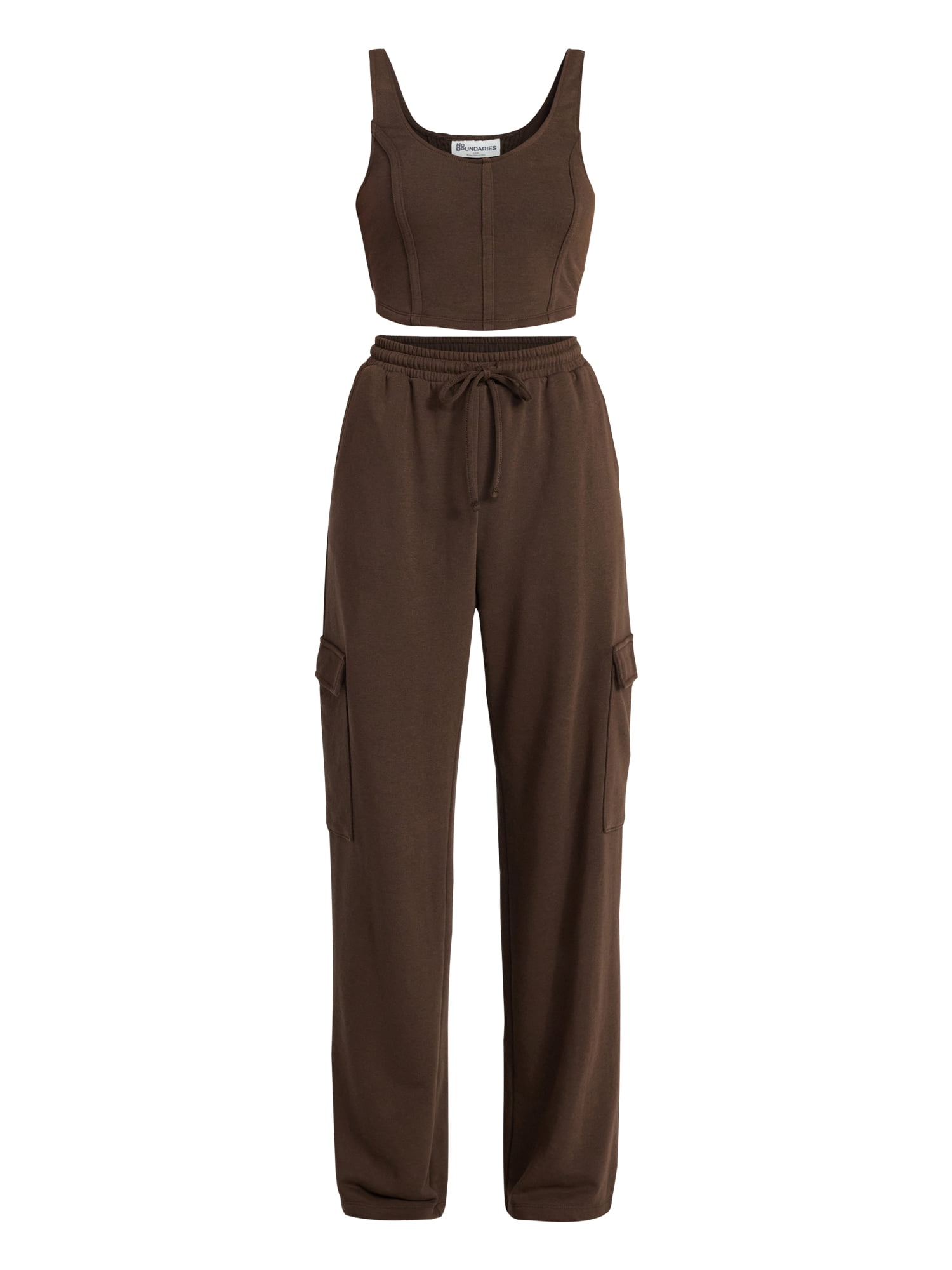 No Boundaries Bustier Tank and Cargo Pant Set, 2-Piece, Women's and Women's Plus Sizes XXS-4X