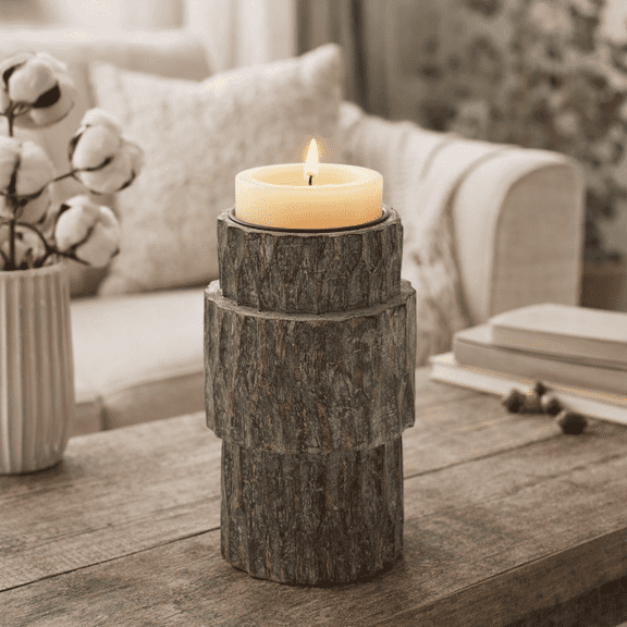 Expobazaar Candle Holder | Decorative Wood Candle Stand | Premium Home Accent | 4" x 8"