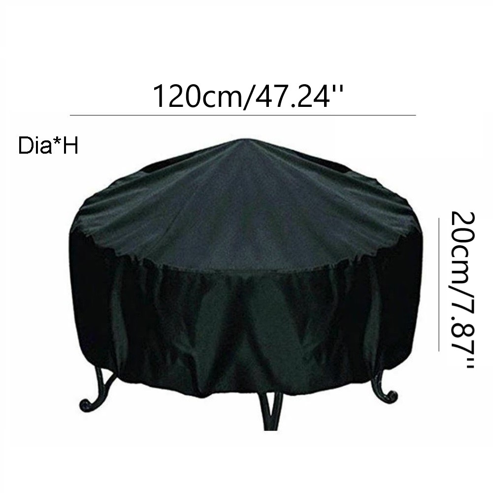 Patio Round Fire Pits Cover Black Waterproof UV Protectors Grill BBQ Cover Outdoor Yard